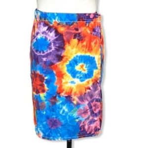 COLORFUL TIE DYE VELCRO SPORTY BEACHY WRAP SKIRT SZ L